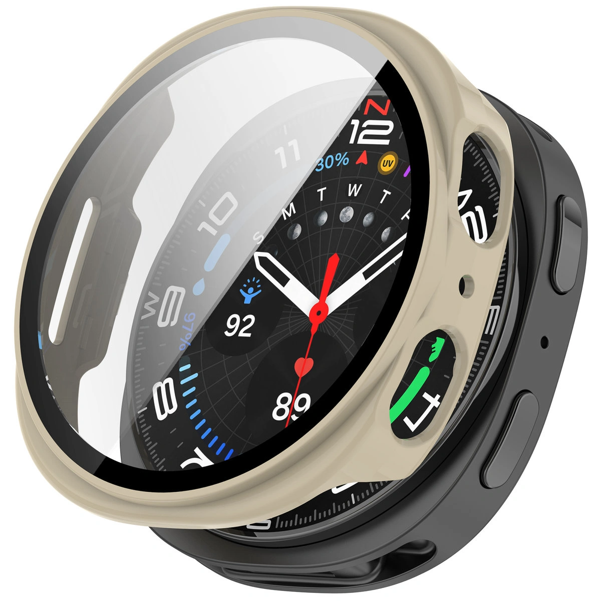 Wizualizacja nakładania etui Bizon Case Watch Adamo do Galaxy 8 44 mm
